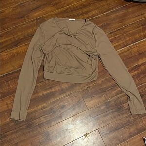 Ardene Brown Long Sleeve Crop Top